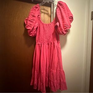 Fashion Brand Company by Penelope Gazin Pink Linen Picnic Dress💗 Size XL